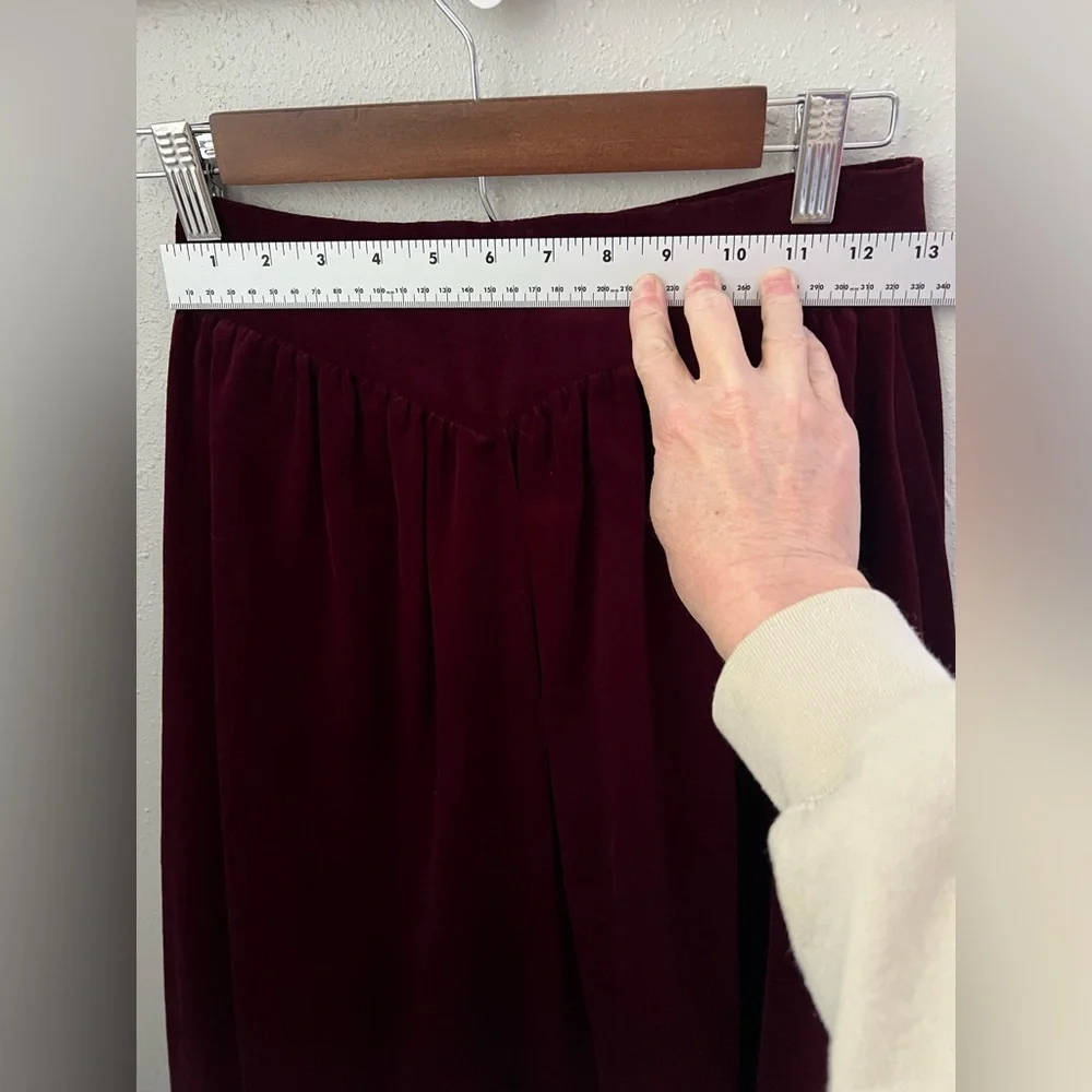 Gunne Sax Jessica McClintock Vintage Skirt Yoke Waist Red Velvet Lace Size 9